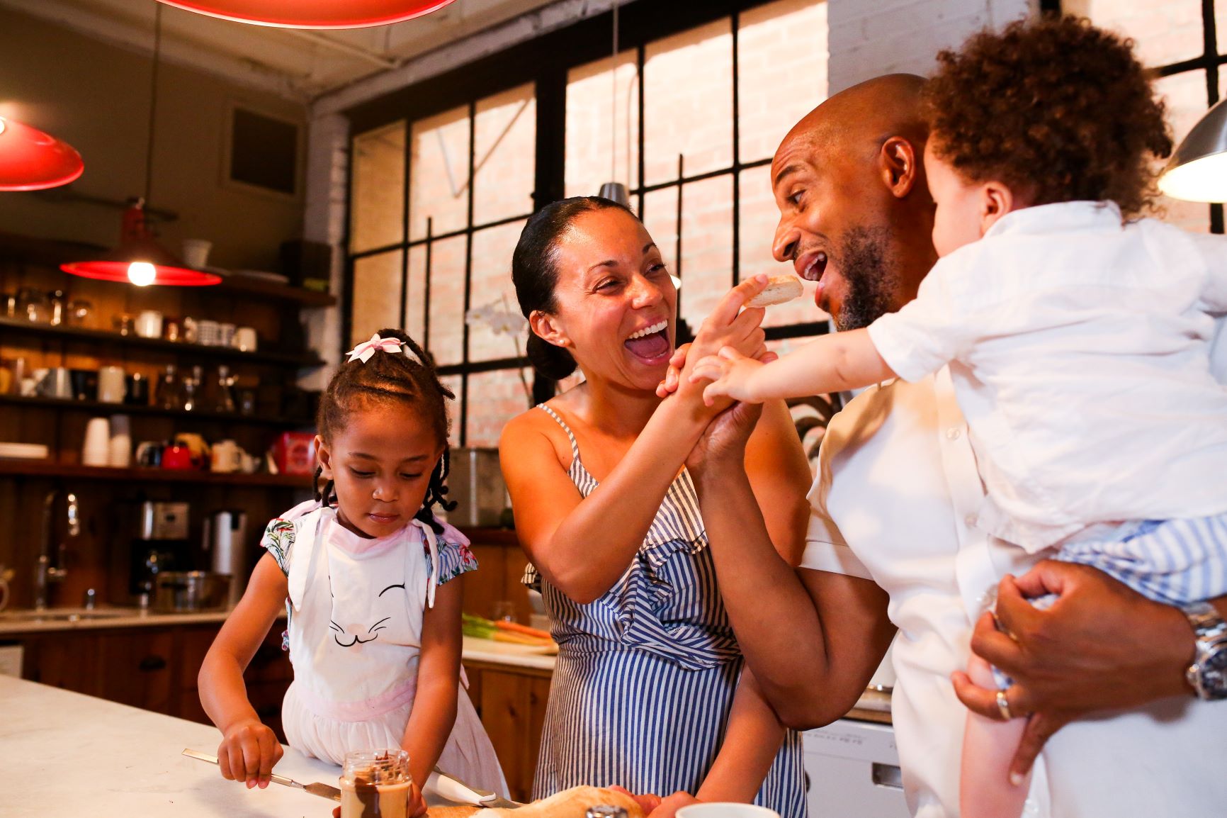 family in kitchen